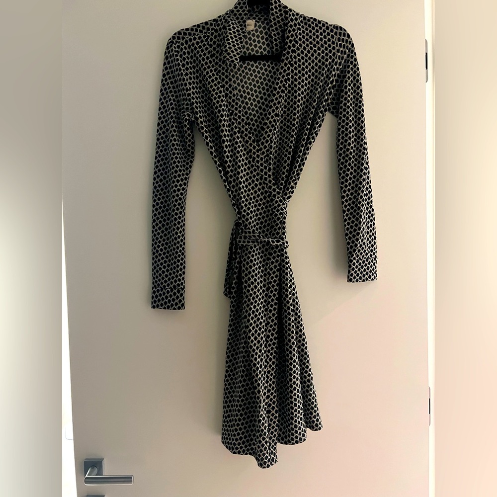 Long-sleeve wrap dress; hardly worn; perfect condition; originally $200